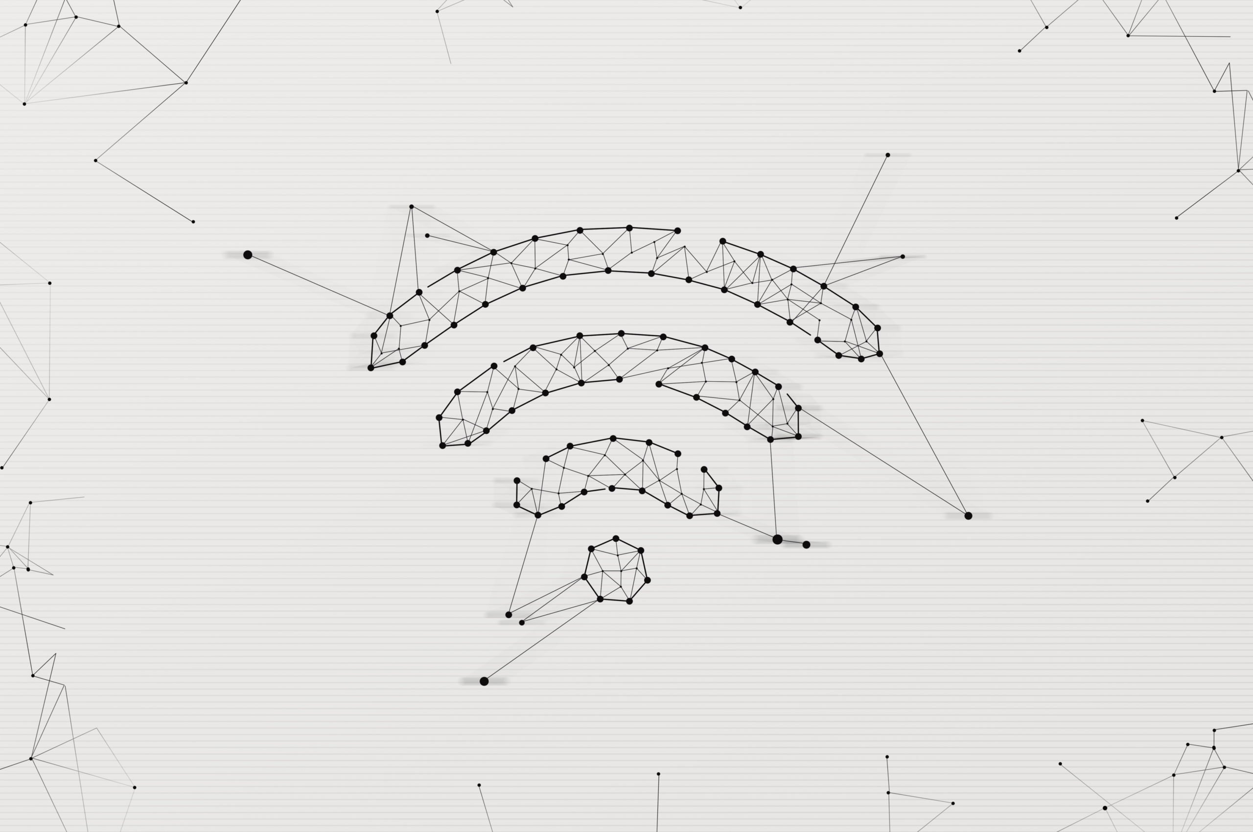 Wifi Symbol Made In Low Polygonal Style Over Light Background